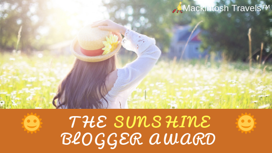 Proud recipient of The Sunshine Blogger Award