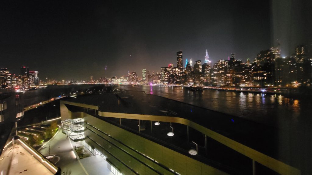 Graduate Roosevelt Island window night view of Manhattan