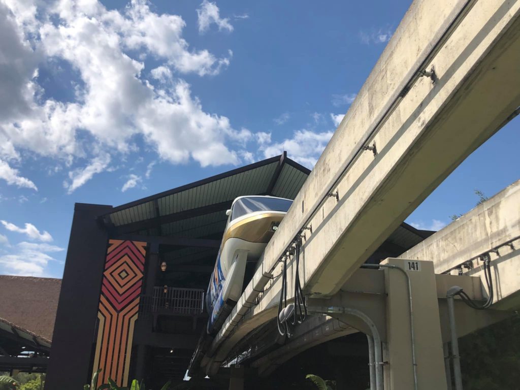 Monorail going through Disney's Polynesian Village Resort