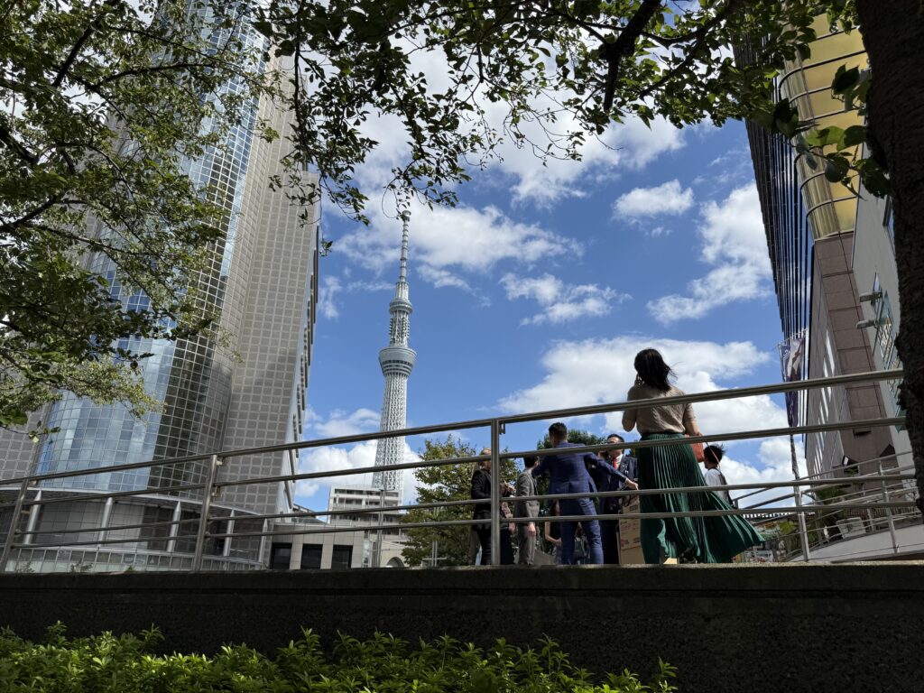 Side view from ground of Tokyo Skytree