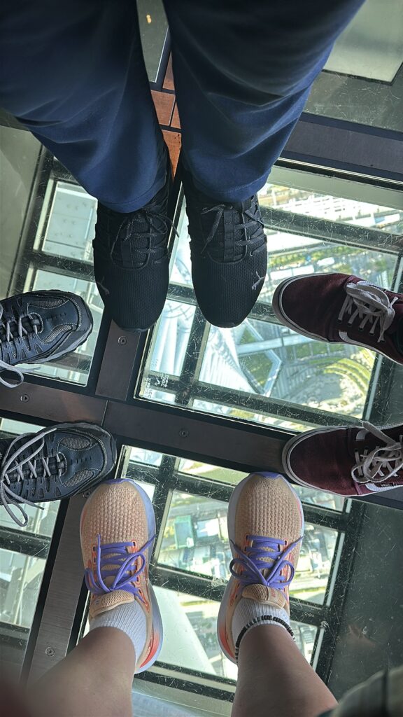 Standing on glass panel at Tokyo Skytree